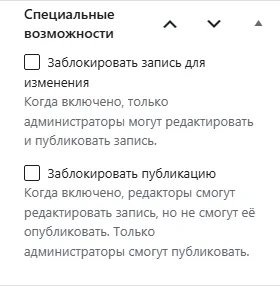 Блок «Специальные возможности»