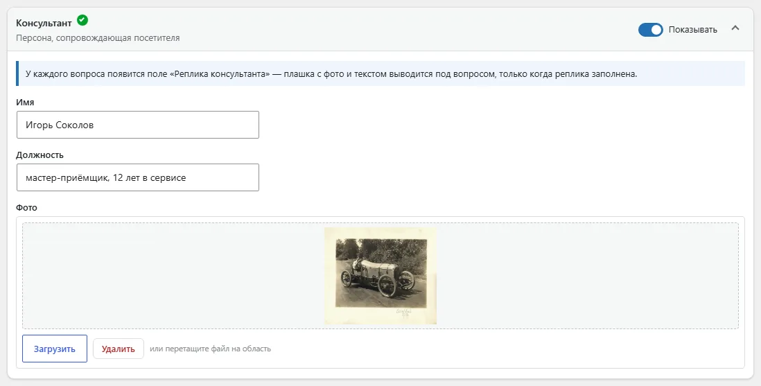 Панель «Консультант».